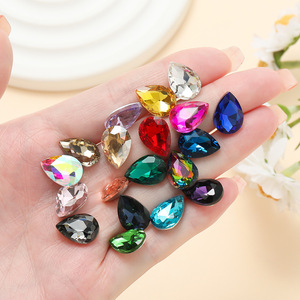 Glass Teardrop Rhinestones 10x14mm Flat Back Colorful Bling For Nail <b>Art</b> Diy <b>Accessories</b> Wholesale - Product Image 3