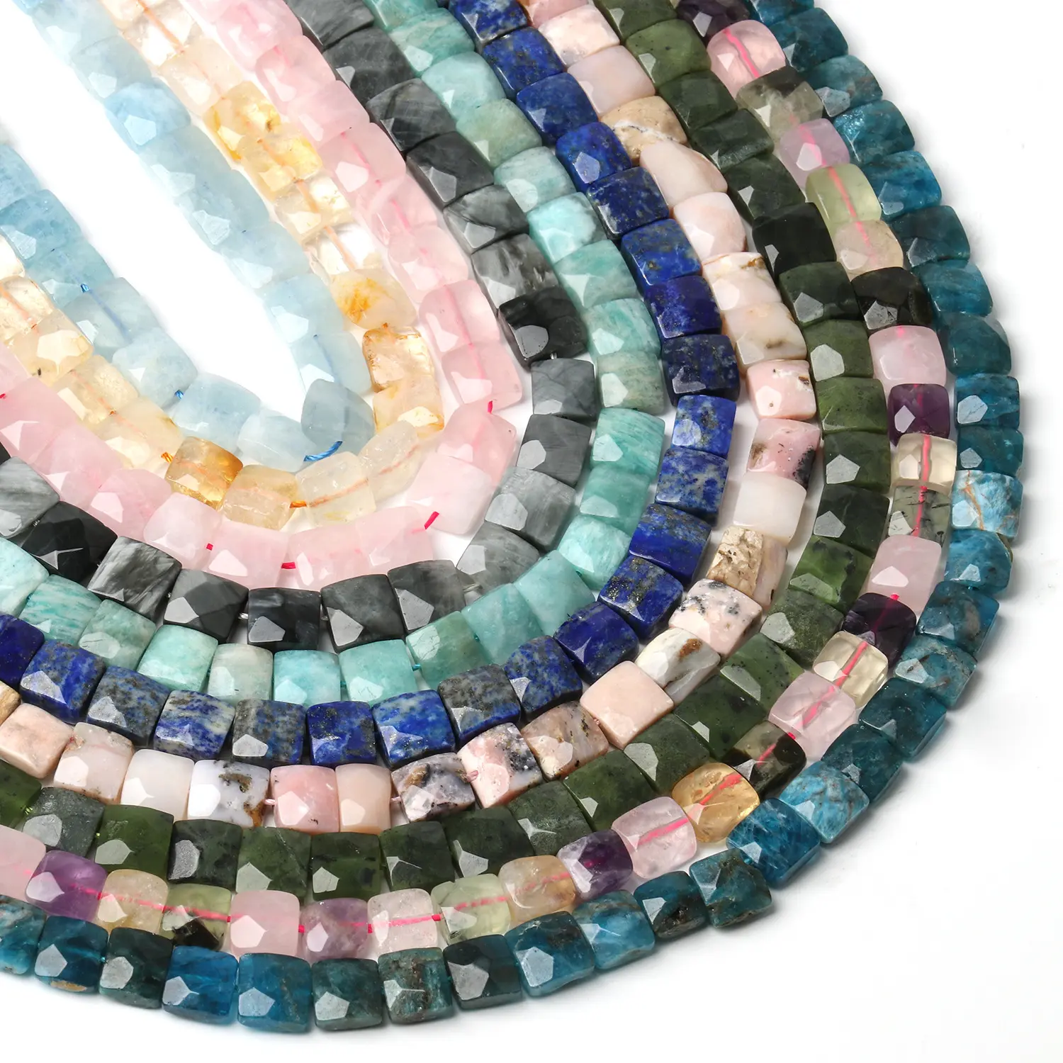 10mm Naturstein perlen Facettierte natürliche rosa Opal Aquamarin flache quadratische Form Stein lose Perlen für die Herstellung von Halsketten schmuck