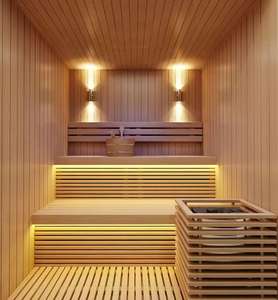 ساونا خشبية داخلية رخيصة من خشب الهيملوك تتسع لـ 2-4 أشخاص مع موقد خشبي من الشركة المصنعة الصينية - Product Image 5