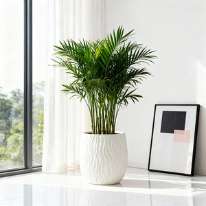 Vaso de Chão Grande Yicai, Imitação de Cimento, Vaso de Plástico Redondo Grande e Criativo, Vaso Decorativo para Plantas Artificiais de Interior - Product Image 5