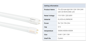 หลอดไฟ LED T8 สีขาวนม ขนาด 1.2 เมตร 8 หลอด ราคาสุดคุ้ม 18 วัตต์ 4 ฟุต หลอดไฟ LED T8 สำหรับให้แสงสว่าง - Product Image 2
