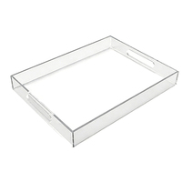 Plateau en acrylique personnalisé avec logo, grand plateau de service noir rectangulaire, présentoir décoratif pour table de maquillage, salon