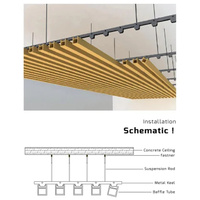 Plafón Decorativo de Lamas de Aluminio para Pared, Pasillo, Vestíbulo, Tienda con Forma de U y Acabado en Madera con Iluminación