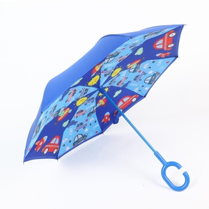 <span class=keywords><strong>Parapluie</strong></span> Enfant à Ouverture Inversée Motif Animaux de Dessin Animé pour École Primaire, Tissu Nylon 190T, Longue Poignée, 8 Baleines, Forme en C - Product Image 5