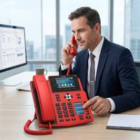 Kırmızı X5U-R Kurumsal IP Telefon Çift Renkli Ekran 16 SIP Hattı 30 DSS Tuşu Dahili BT 4.2 6 Yollu Konferans POE Wi-Fi SIP Telefon