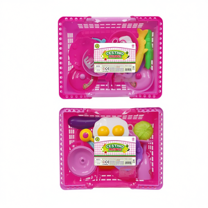 Picnic Basket Toy Set 25x18x8 Cm For Kids <b>Play</b> <b>Kitchen</b> Food Pretend - Product Image 2