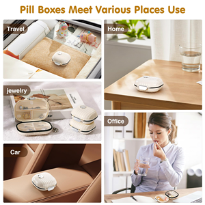 High Appearance Level Travel Seven Days <b>Mini</b> Portable Pill <b>Box</b> Multi-compartment Divided Pill Jewelry Sealed <b>Storage</b> <b>Box</b> - Product Image 3