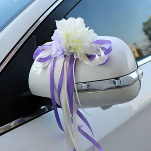 K020757 boda coche espejo retrovisor decoración flores artificiales de seda Flor del coche