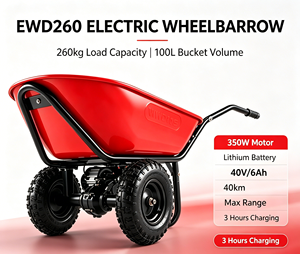 รถเข็นเหล็กสำหรับงานก่อสร้าง รับน้ำหนัก 260 กก. พร้อมที่จับคู่แบบรถเข็นสวน  รถดัมพ์ไฟฟ้า ถังขนาด 100 ลิตร - Product Image 1