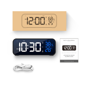 Led gương kỹ thuật số máy tính để bàn bảng điện tử đồng hồ báo thức báo lại chế độ ban đêm hiển thị thời gian ngày Nhiệt độ - Product Image 6