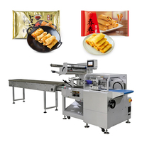 Système d'emballage horizontal entièrement automatique SZ-750W pour usine industrielle d'aliments surgelés avec machine d'emballage de rouleaux de printemps en plateau