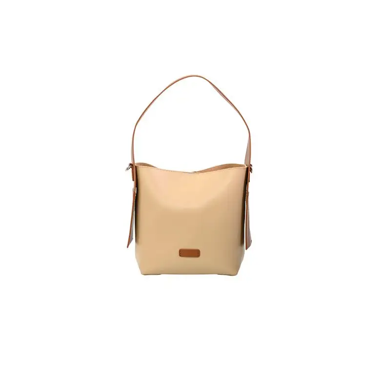 Bolso de hombro marrón de alta calidad para mujer, superventas, elegante bolso de mujer, bolso de cubo de cuero suave superfino