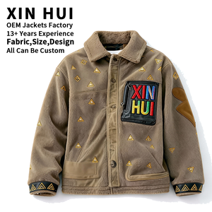<span class=keywords><strong>Veste</strong></span> en <span class=keywords><strong>laine</strong></span> pour hommes à col montant personnalisée d'usine <span class=keywords><strong>Veste</strong></span> en <span class=keywords><strong>laine</strong></span> à fermeture éclair avec poche de couleur unie brodée <span class=keywords><strong>Veste</strong></span> en <span class=keywords><strong>laine</strong></span> Sherpa - Product Image 1