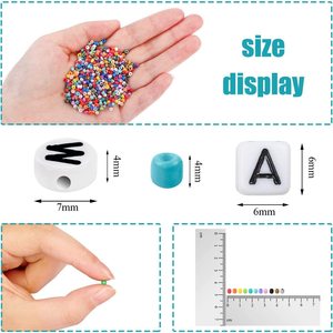 Kit de perles de verre 2mm 4mm, perles acryliques lettres, fournitures de fabrication de bijoux DIY, accessoires d'artisanat, ensemble multicolore - Product Image 5