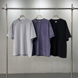 Camiseta Unisex de Algodón 100% de 275 g/m², Lavado Nieve, Estilo Desgastado, Frente Desestructurado con Bordes Crudos, Estilo Vintage, Transpirable, Holgada - Product Image 1