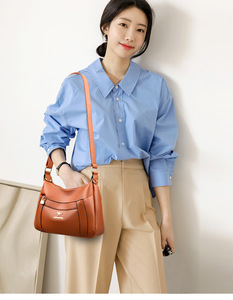 Sacs à bandoulière décontractés multi-poches pour femmes, sacs à main et sacs à bandoulière en cuir souple de haute qualité, sacs pour femmes - Product Image 2