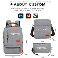 ENSEMBLE DE SACS À DOS POUR ORDINATEUR PORTABLE 3-EN-1 ÉTANCHE AVEC LOGO PERSONNALISÉ, EN MATIÈRE OXFORD, PORT USB ET ANTI-VOL, CAPACITÉ DE 20-39 L – L'IDEE CADEAU PARFAITE