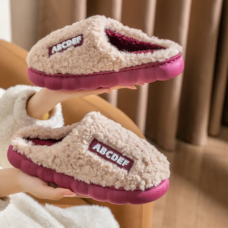 Comfortabele Huis Slip-Resistente Slipper Vrouwen Winter Thuis Harige Slippers Indoor Antislip Paar Pluche Slipper