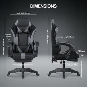Chaise de Gamer en Tissu Simili Cuir avec Support Lombaire, Chaise de Jeu Ergonomique avec Repose-Pieds - Product Image 6