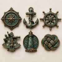Broche en métal personnalisée en émail dur, style boussole nautique bronze antique, pour cadeau, vente en gros