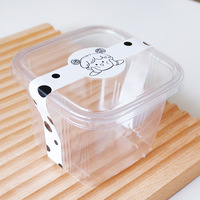 Boîte à gâteaux en plastique transparent carrée écologique en gros pour fruits, pouding, crème glacée, desserts