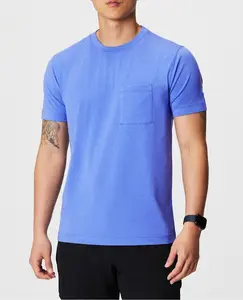 사용자 정의 하이 퀄리티 6.5Oz 180GSM 면 남성 포켓 티 셔츠 화면 인쇄 일반 캐주얼 근육 맞춤 자수 티셔츠 남성용