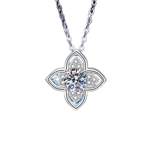 สร้อยคอจี้เงินแท้ S925 ประดับโมอิสซาไนต์ 1 กะรัต ผ่านการทดสอบเพชร ระดับ VVS ดีไซน์ดอกไม้สุดหรู ทันสมัย เหมาะเป็นของขวัญ - Product Image 1