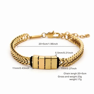 Classic Men's Stainless Steel Link Chain Bracelet with <b>Engravable</b> Plain Charm & Blank Custom Logo | Father's Day Gift - Product Image 5