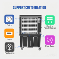 Refroidisseur d'air évaporatif portable 15000 cmh pour extérieur, corps en plastique, capacité de 200 litres, télécommande électrique pour usage industriel