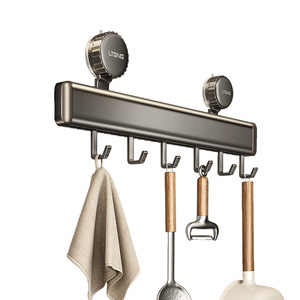 Blue Vine Kitchen Wall Rack Gunmetal Suction Hooks Heavy Duty Storage Holder For Pans Spoons Utensils - Product Image 5