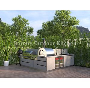 Cucina esterna modulare personalizzata con porte in acciaio inossidabile, <span class=keywords><strong>isola</strong></span> del barbecue incorporata e barra annessa per cucina Patio e giardino - Product Image 5
