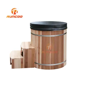 Wholesale 1 Person Cedar Wooden Barrel Stainless Insulated Wood Cold Plunge Ice Bath With 2hp Chiller