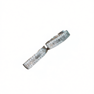 Anello di Diamanti per Donna in Oro Bianco Champagne, Taglio Baguette, Colore D, Naturale Certificato GIA, Gioiello Classico per Fidanzamento - Product Image 1