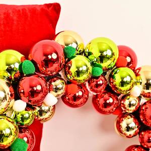 New Custom Durable Modern Handmade Unlit <b>Christmas</b> <b>Wreath</b> 35Cm Colorful Electroplated Plastic Balls Door Hanging Decor - Product Image 3