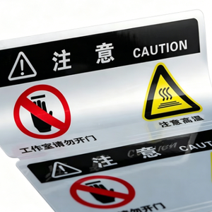 Etiquetas de seguridad personalizadas con impresión UV y símbolos de advertencia para uso industrial - Product Image 1