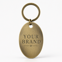 Porte-clés personnalisé en métal avec finition laiton antique, logo en relief, ovale vintage en alliage de zinc, porte-clés commémoratif pour cadeau souvenir