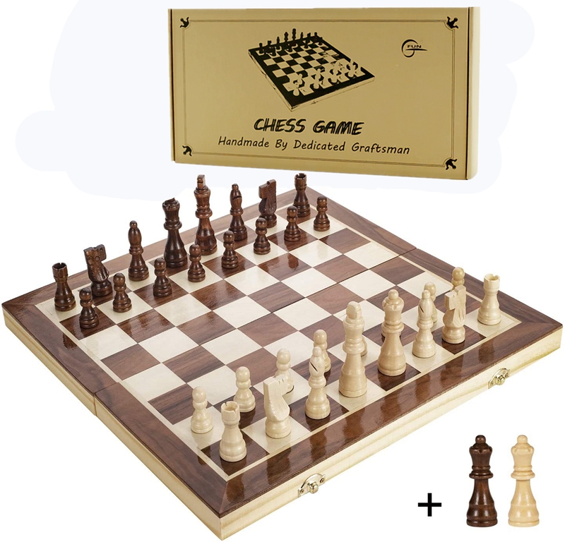 15 дюймовый Магнитный деревянный Шахматный набор 2 дополнительных королев складная доска портативный путешествия шахматы настольные игры наборы с хранилищем штук