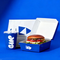 Boîte à hamburger en papier recyclé biodégradable personnalisée, avec laminage mat et gaufrage, pour frites et ailes de poulet à emporter