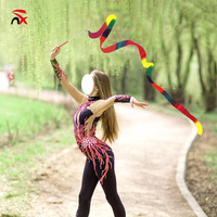 Rubans de danse rythmique de 78,7 pouces, ruban de gymnastique arc-en-ciel, baguettes de danse, ruban de gymnastique