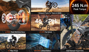 Batterie lithium haute capacité 60V 30Ah, moto tout-terrain électrique F18, autonomie de 95 km - Product Image 4