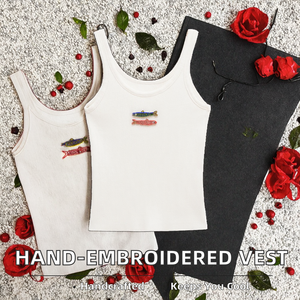 Débardeur tricoté respirant à col carré brodé à la main avec imprimé animal, nouvelle collection automne 2025 pour femme, style rétro décontracté - Product Image 2