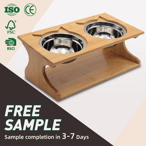 Yüksek kaliteli WDF ahşap pet besleyici kaseler standı bambu kedi köpek maması kasesi tutucu yükseltilmiş ahşap pet gıda depolama bambu Pet besleyici - Product Image 1