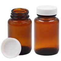 60 75 100 120 150 200 250 300 400 500 Cc Bleu Ambre Vitamine Large Bouche Pharmaceutique Capsule En Verre Bouteille Avec Bouchon pour Tablette