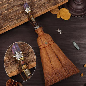 Piedra preciosa natural alas de Ángel bruja tallada piedra de cristal escobas mágicas para la venta - Product Image 6