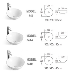 Lavabo Moderno in Ceramica Porcellanata da Appoggio, di Piccole Dimensioni, per Bagno di Hotel, Villa o Appartamento - Product Image 2