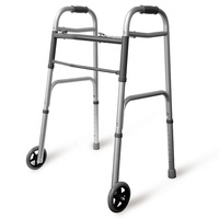 Déambulateur pliant ultraportable en aluminium MSMT Silver, étanche et durable, pour personnes à mobilité réduite, avec roues de 5 pouces et assistance à la marche