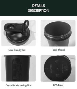 Bouteille de protéines personnalisée sans BPA en PP de qualité alimentaire 8oz/10oz/12oz/16oz/20oz Premium pour la gym, couleurs Pantone personnalisées, anti-fuite - Product Image 4