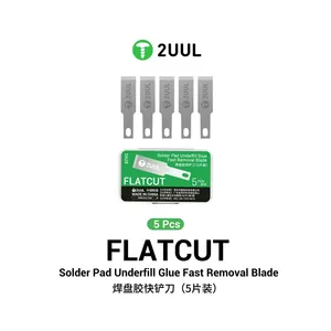 2UUL FLATCUT DA28 Grattoir <span class=keywords><strong>de</strong></span> tampon à souder 5 pièces pour réparation <span class=keywords><strong>de</strong></span> téléphone portable Carte mère IC Tampon à souder Chip Glue Removal Scraper Core Tool - Product Image 4
