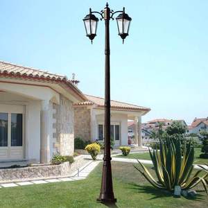 Lampadaire de jardin extérieur en fer, LED blanc chaud, abat-jour en verre, IP54, AC 220V, 2700K, détecteur de mouvement, alimenté par énergie solaire, garantie 10 ans - Product Image 5