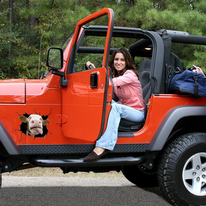 Pegatinas de vaca para coche, calcomanías de animales para coche, 2 unidades, pegatinas estáticas de vinilo para ventana de vaca, decoración realista impermeable para camión, granja y auto - Product Image 6